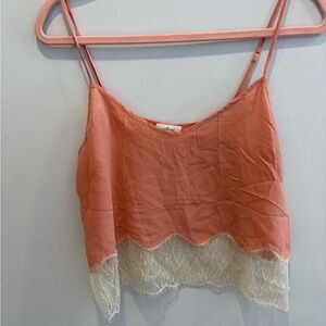 Wilfred Aritzia women's silk lace trim tank top